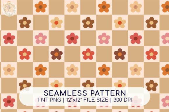 Download Retro Flowers Checker Seamless Pattern - Pattern Collection