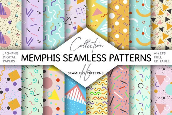 Download Memphis Pastel Patterns Seamless - Pattern Collection