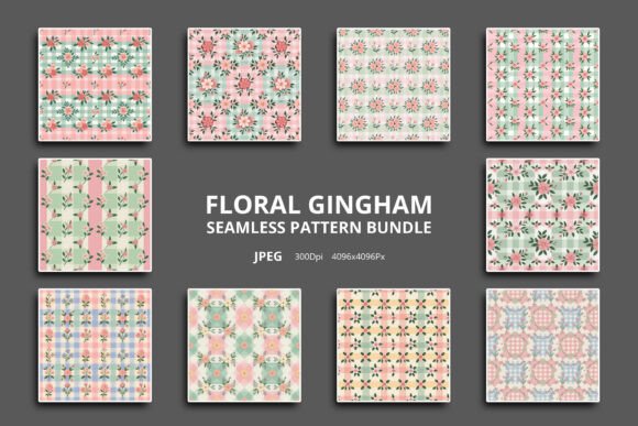 Download Floral Gingham Seamless Pattern Bundle - Pattern Collection