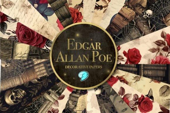 Download Edgar Allen Poe Seamless Pattern Papers - Pattern Collection