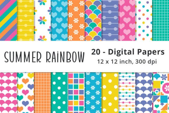Download Summer Rainbow Digital Paper Download - Premium Resources