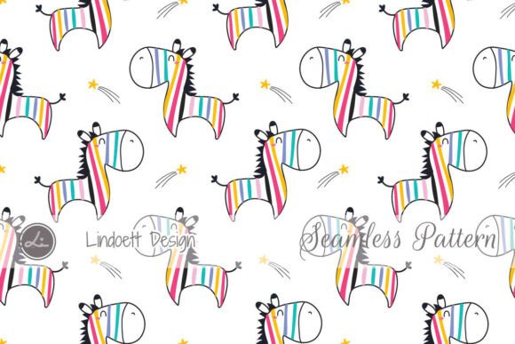 Download Cute Rainbow Zebras and Star Pattern - Pattern Collection