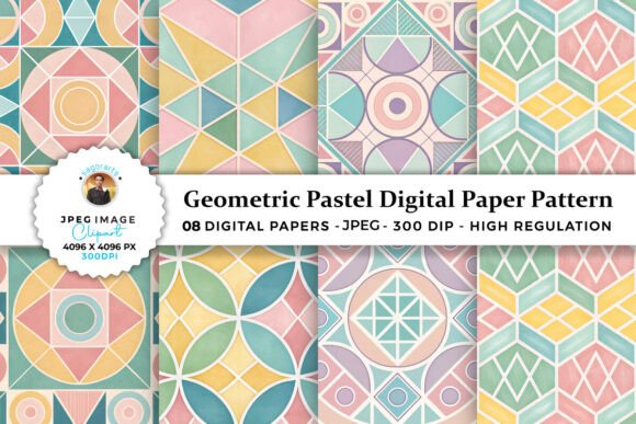 Download Geometric Pastel Digital Paper Pattern - Geometric Collection