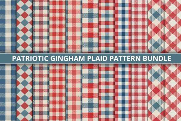 Download Patriotic Gingham Plaid Pattern Bundle - Pattern Collection