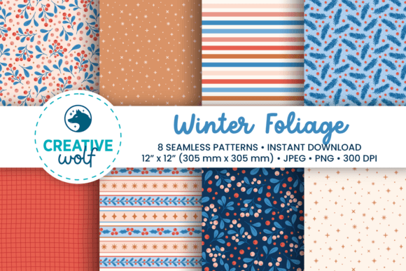 Download Winter Foliage Seamless Patterns - Warm - Premium Resources