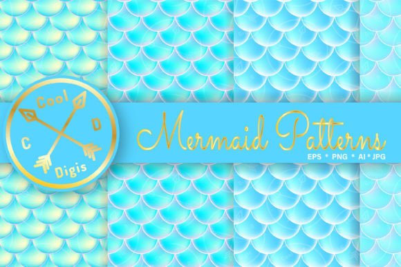 Download Mermaid Scales Blue Seamless Patterns - Pattern Collection