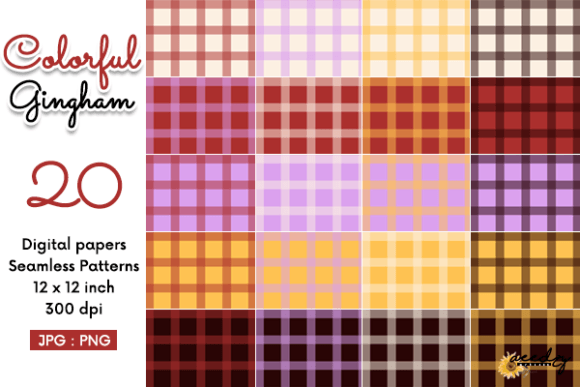 Download Colorful Gingham Seamless Patterns Set - Pattern Collection