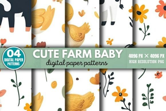 Download Cute Farm Baby Pattern Digital Paper Bac - Pattern Collection