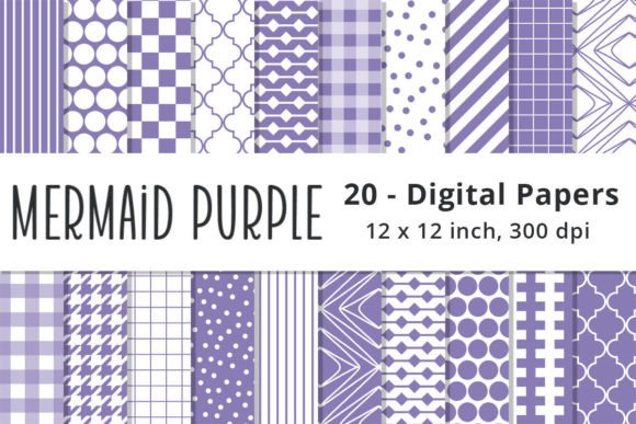 Download Mermaid Purple Digital Pattern Papers - Pattern Collection