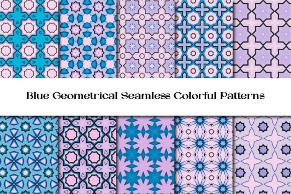 Download Blue Color Geometrical Patterns Vol 5 - Geometric Collection