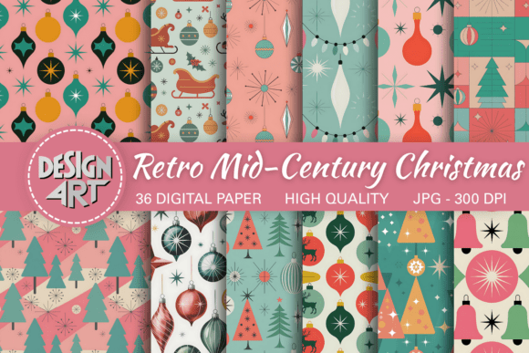 Download Retro Mid-Century Christmas Pattern - Pattern Collection