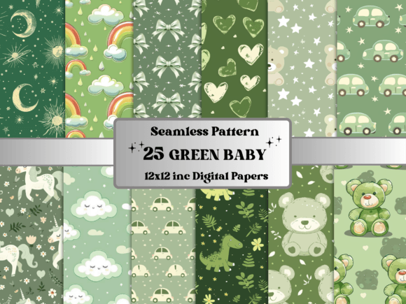 Download Seamless Green Baby Pattern Paper - Pattern Collection