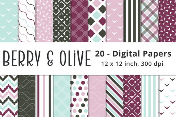 Download Printable Pink &amp; Mint Digital Patterns - Pattern Collection