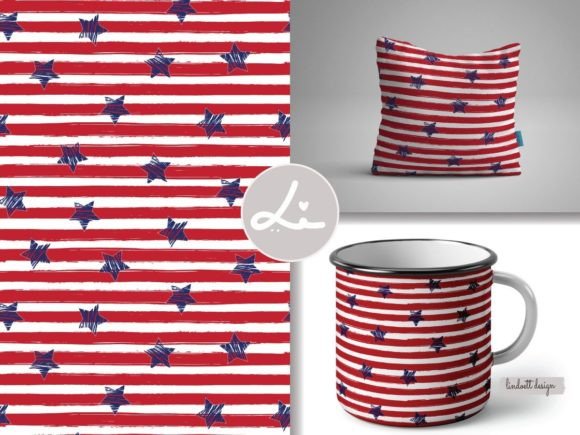 Download Star Pattern with Red White Brush Stroke - Pattern Collection