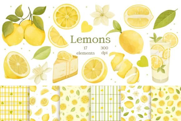 Download Lemons Watercolor Clipart, Patterns - Pattern Collection